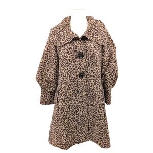 Leopard Print Coat Puff Sleeves Size S Mob Wife Animal Coquette Night Out‎